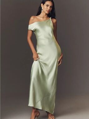 BHLDN | Dresses | Bhldn Nicoletta Oneshoulder Scarf Satin Midi Dress In  Burgundy Size Extra Small | Poshmark